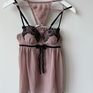 NWOT Chic Lace Lingerie Set in Blush and Black